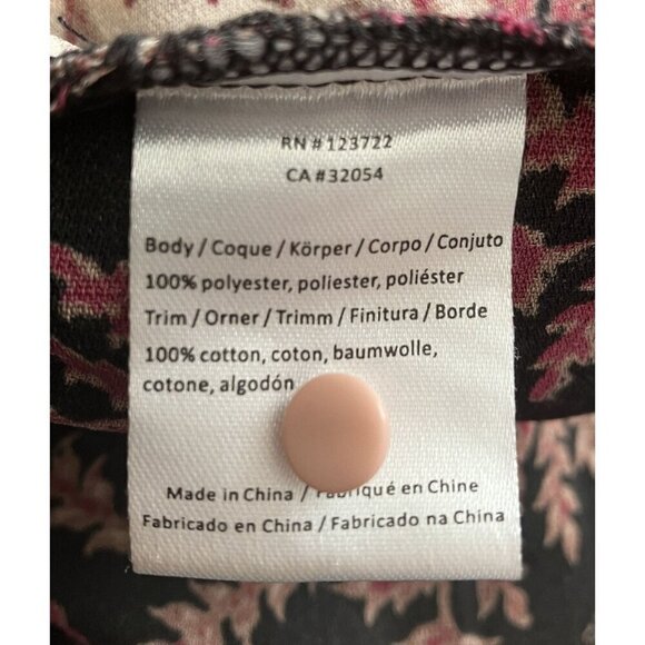 One September Jumpsuit XL Wide Leg Wrap Bodice Embroidered Black Burgundy Resort - Picture 11 of 12